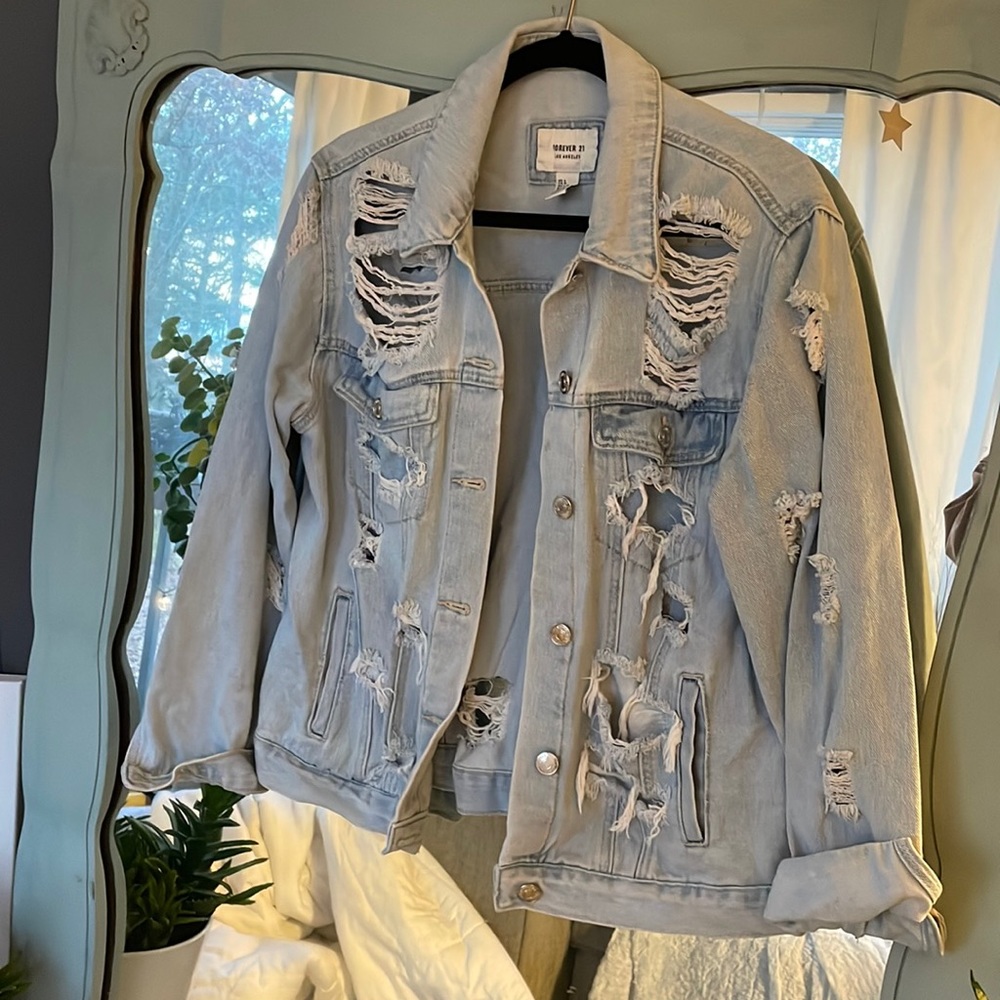 Forever 21 Distressed Boyfriend Denim Jacket
